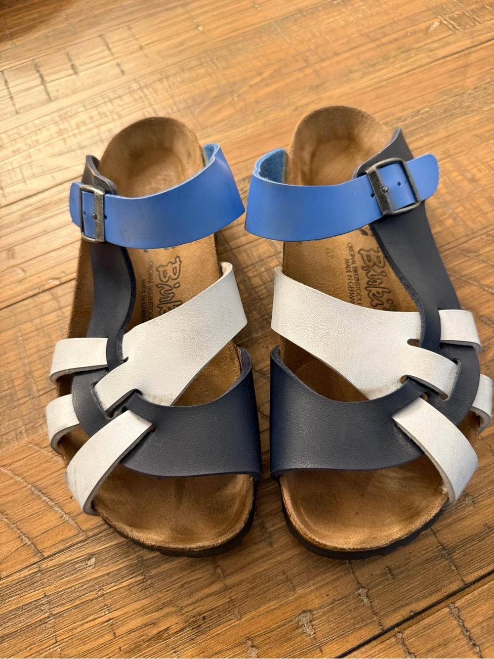 Birki’s by Birkenstock Comfort Sandals Blue White Black Size 39 - Picture 3 of 10